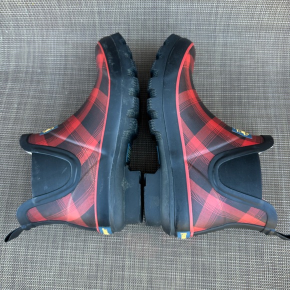 PendletonRain BootsRed Black Plaid Ankle Chelsea Rubber Waterproof Booties Sz 7 - Picture 9 of 10